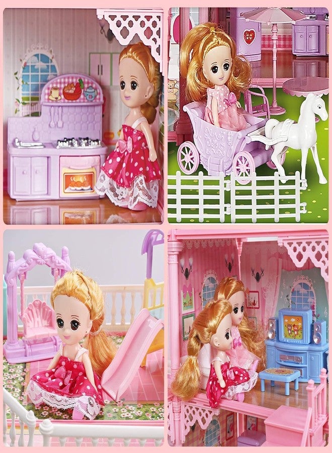RABJET Dream Doll House Girls Toys,Doll House, 4 Story 11 Rooms Dollhouse with 2 Dolls, Dollhouse Furniture Accessories, Toddler Playhouse Gift for 3 4 5 6 7 8 9 10 Year Old Girls Toys, Multicolor - Image 4